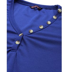 Royal Blue V-Neck Long Sleeve Dress