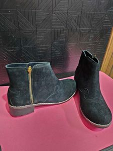 Sreeleathers Black Suede Ankle Boots