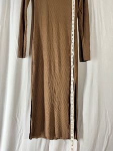 Brown Long Sleeve Midi Dress