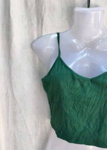 Stylish Green Ribbed Crop Top