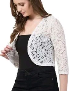 Elegant White Lace Bolero Shrug