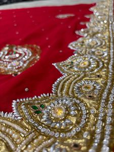Red Heavywork Embroidered Saree