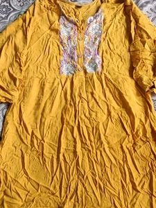 Embroidered Yellow Kurta
