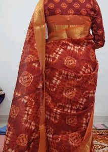 Brown 🤎 Tie-Dye Saree