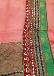 Embroidered Saree With Lace Border