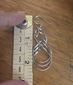 Dainty Long Silver Swirl Earrings 925 SS