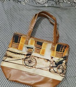 Tote Bag with Vintage Rickshaw Print