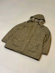 Khaki Hooded Sherpa Lined Jacket