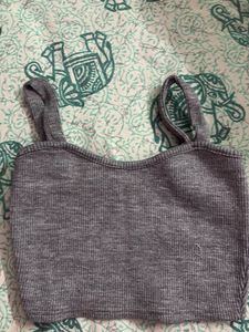 Ribbed Grey Crop Top