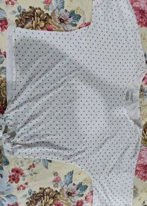 Cute Polka Dot Tie-Front Top
