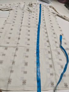 Men's Cotton White Printed Kurta
