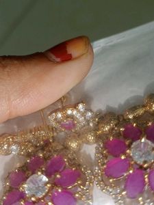Stunning Floral Earrings with Pink Stones