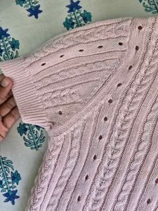 Chic Pink Cable Knit Sweater