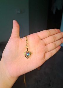 18k Gold Polish Heart Bling Necklace
