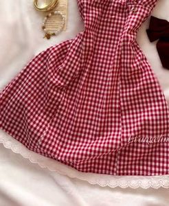 y2k stripe Red Gingham Doll Dress