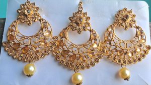 Elegant Gold Stone Dangle Earrings