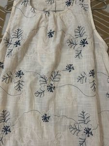 Embroidered Cotton Sleeveless Top