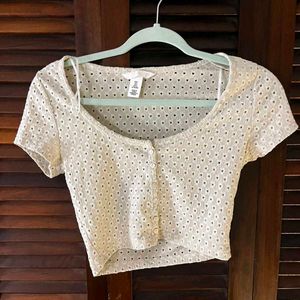 H&amp;M Beige Fitted Crop Top