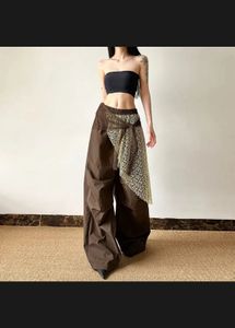 Unique Brown Wide Leg Pants with Lace Detail