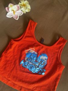 Orange Graphic Tank Top
