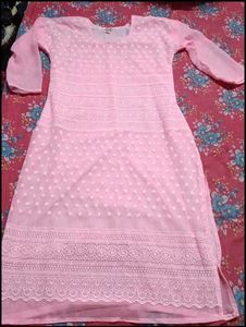 Elegant Pink Chikankari Kurta