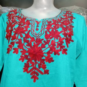 Kashmiri Embroidery Work Short Kurti