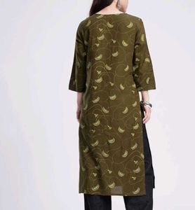 Stylish Olive Green Kurta with Subtle Print