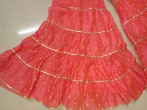 Unused Peach Sharara Gota Work Palazzo for Women