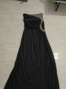 Elegant Black One-Shoulder Embellished Maxi Dress