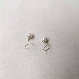 Pure Silver Pearl Nose And Ear Earings 1 Pair