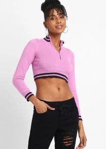 Lilac Cropped Zip-Up Sweater