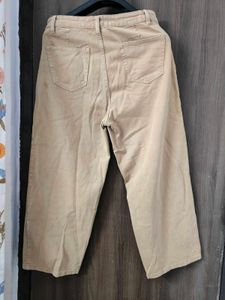 Beige Wide Leg Casual Pants
