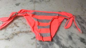 Orange &amp; Silver Striped Bikini Bottom