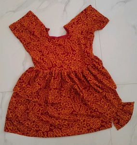 Red Floral Print Layered Dress