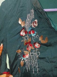 Elegant Teal Embroidered Gown