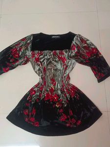 Floral Print Velvet short dress