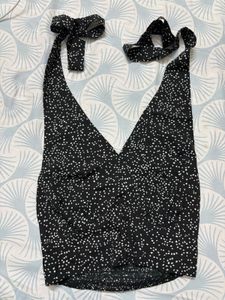 Chic Polka Dot Halter Neck Crop Top