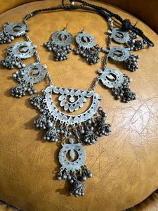 Oxidized Silver Necklace and Earring Set