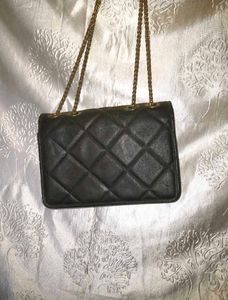 Black Clutch with Gold Chain