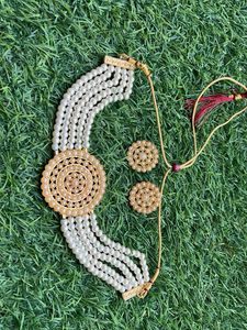 Pearl Choker Necklace with Earrings