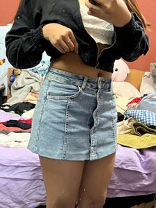 Denim Button-Up Mini Skirt