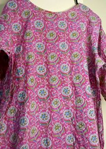 Beautiful Pink Block Print Kurta