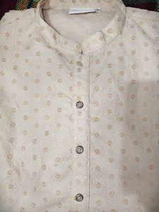 Men's Cream Kurta with Embellishments