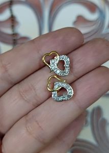 Diamond Heart Shaped Mangalsutra Chain With Earrings