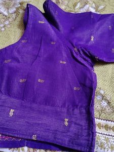Vibrant Purple Blouse with Gold Border