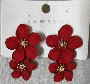 Chic Red Flower Drop Earrings