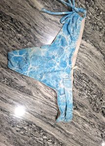 Blue & White Patterned Bikini Bottom