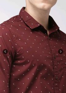 Men's Maroon Printed Shirt
