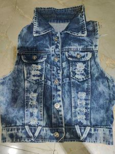 Distressed Denim Vest