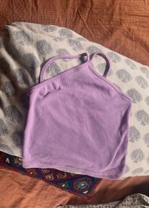 Lavender Ribbed Halter Crop Top